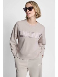 dkny γυναικεία μπλούζα φούτερ με ανάγλυφο λογότυπο - dp6t1561 εκρού