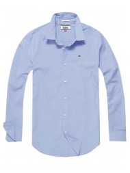 tommy jeans ανδρικό πουκάμισο stretch με κεντημένο λογότυπο slim fit - dm0dm04405 γαλάζιο