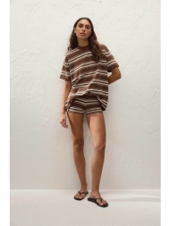 faithful the brand γυναικείο πλεκτό σορτς με ριγέ σχέδιο `playa ombre stripe macro carob` - ffk395-o
