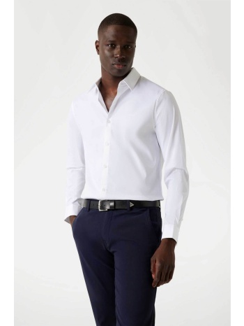 guess ανδρικό πουκάμισο μονόχρωμο slim fit - m1yh20w7zk1