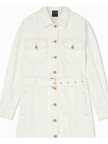 armani exchange γυναικείο denim jacket με τσέπες και ζώνη 