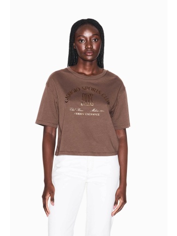 armani exchange γυναικείο cropped t-shirt με μεταλλιζέ