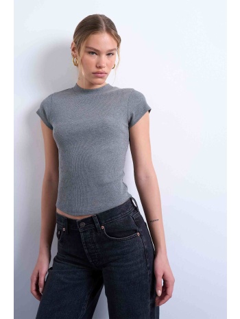 topshop γυναικεία μπλούζα μονόχρωμη `tsea` - 31000933 γκρι