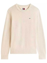 tommy jeans ανδρική πλεκτή μπλούζα slim fit - dm0dm21787 εκρού