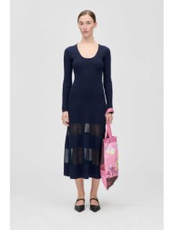 stine goya γυναικείο midi φόρεμα πλεκτό ribbed - sg-ps26-k071-2420 μπλε σκούρο