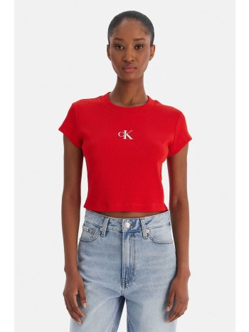 calvin klein jeans γυναικείο t-shirt cropped με λογότυπο 