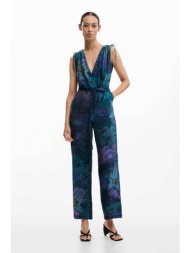 desigual γυναικεία ολόσωμη φόρμα με floral print `floresazul` - 26swpw40 μπλε