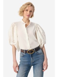 vanessa bruno γυναικείο πουκάμισο με διάτρητο σχέδιο `felicie` - 6eva04-v09829 εκρού