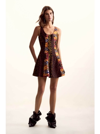 desigual γυναικείο mini αμάνικο φόρεμα με all-over print