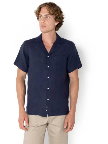 the bostonians ανδρικό λινο πουκάμισο με τσέπη και