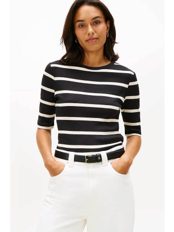 tommy hilfiger γυναικεία κοντομάνικη μπλούζα ribbed slim