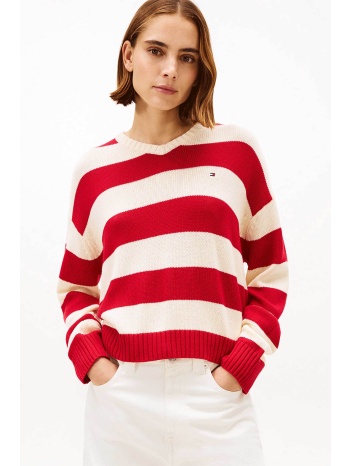 tommy hilfiger γυναικείο πουλόβερ με κασμίρι και ριγέ