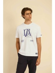 la martina ανδρικό t-shirt με lettering regular fit `cipriano` - mcr307-js303 λευκό