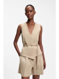 hugo boss γυναικείο γιλέκο με ζώνη `ahella` - 50557199 μπεζ