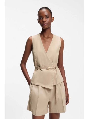 hugo boss γυναικείο γιλέκο με ζώνη `ahella` - 50557199 μπεζ