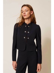 twinset γυναικείο σακάκι με διακοσμητικά κουμπιά πέρλες - 261tp2381 μπλε σκούρο