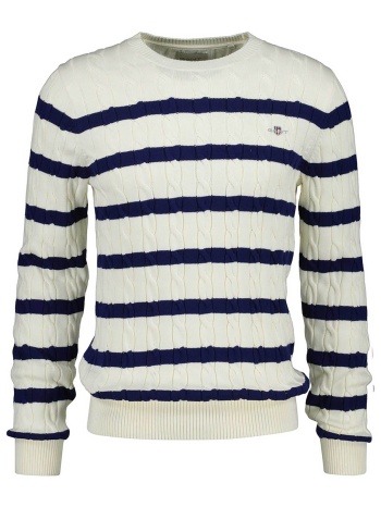 gant ανδρικό πουλόβερ με ριγέ σχέδιο και cable knit pattern