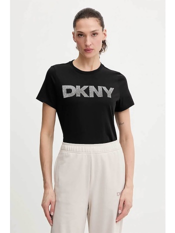 dkny γυναικείο t-shirt με logo print απο στρας - dp6t1557