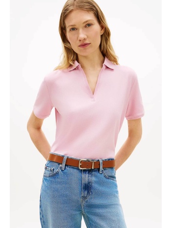 tommy hilfiger γυναικεία μπλούζα πόλο πικέ με v relaxed fit