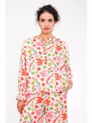 nimo with love γυναικεία μπλούζα με print `broom ikat red` - broom blouse κοραλί