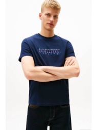 tommy jeans ανδρικό t-shirt με logo print slim fit - dm0dm22333 μπλε σκούρο