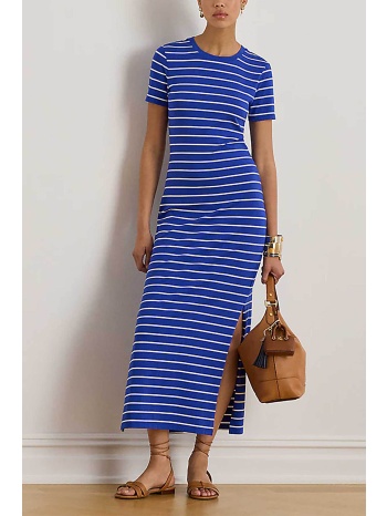 lauren ralph lauren γυναικείο maxi φόρεμα με ριγέ σχέδιο