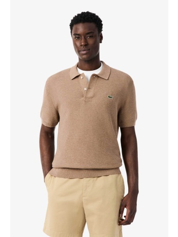 lacoste ανδρική πλεκτή μπλούζα πόλο με κεντημένο λογότυπο