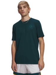 under armour ανδρικό t-shirt με graphic logo loose fit `ua radial workmark` - 6009264 πράσινο σκούρο