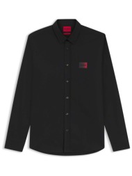 hugo boss ανδρικό πουκάμισο μονόχρωμο relaxed fit `valerio` - 50555786 μαύρο