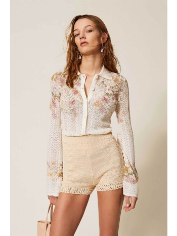 twinset γυναικείο πλεκτό πουκάμισο με floral σχέδιο 