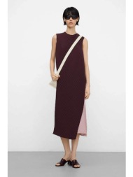 adolfo domínguez γυναικείο midi φόρεμα αμάνικο με στρώσεις και ζάρες - 292062342 μπορντό