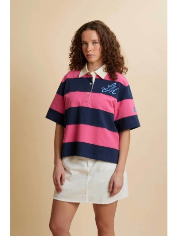 la martina γυναικεία μπλούζα πόλο με ριγέ σχέδιο και