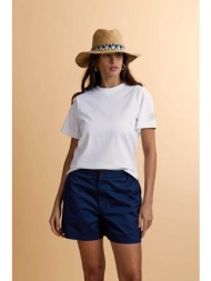 la martina γυναικείο t-shirt με κεντημένο λογότυπο στο μανίκι boxy fit `corina` - wcr001-js303 λευκό