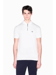 armani exchange ανδρική κοντομάνικη μπλούζα πόλο με φερμουάρ και κεντημένο monogram regular fit - xm