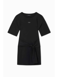 armani exchange γυναικείο mini φόρεμα με λογότυπο και ζώνη - xw002085af10356 μαύρο