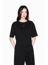 armani exchange γυναικείο cropped t-shirt με monogram regular fit - xw001836af10356 μαύρο