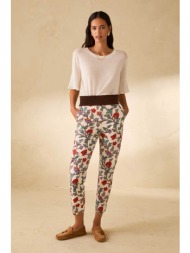 pennyblack γυναικείο παντελόνι με floral print skinny fit `pbbmadia` - 2611131303200 εκρού
