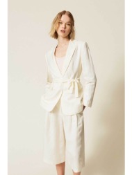 twinset γυναικεία βερμούδα με λινό - 261ll2ngg λευκό