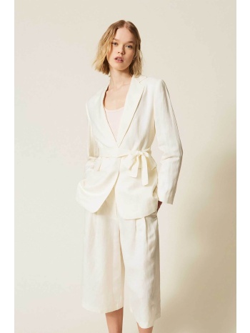 twinset γυναικεία βερμούδα με λινό - 261ll2ngg λευκό