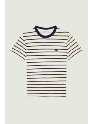 maison labiche γυναικείο βαμβακερό t-shirt με ριγέ σχέδιο `patch coeur` - zwclaverycoeur μπλε σκούρο