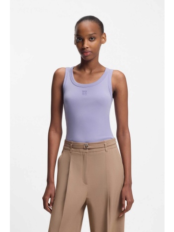 hugo boss γυναικείο αμάνικο τοπ μονόχρωμο με contrast logo