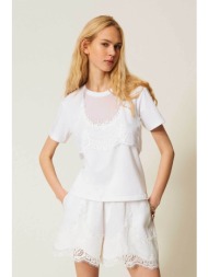 twinset γυναικείο t-shirt με δαντέλα - 261tt2490 λευκό