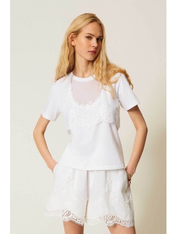 twinset γυναικείο t-shirt με δαντέλα - 261tt2490 λευκό