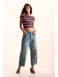 desigual γυναικεία μπλούζα με carmen λαιμόκοψη και all-over print regular fit `animal` by christian 