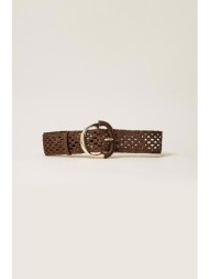 twinset γυναικεία ζώνη διπλής με πλεκτό σχέδιο - 261to5390 καφέ