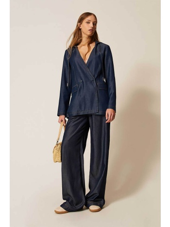 twinset γυναικείο denim παντελόνι wide leg - 261ll2qgg μπλε