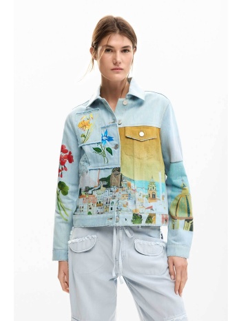 desigual γυναικείo denim jacket με amalfi print `indi` 