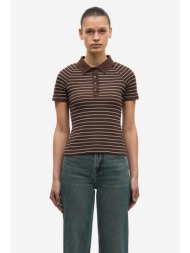 samsøe samsøe γυναικεία μπλούζα πόλο ριγέ `samia` - f25400161 καφέ