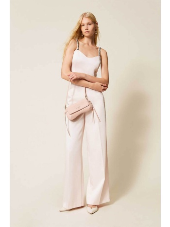 twinset γυναικείο παντελόνι μονόχρωμο palazzo `duchess` 