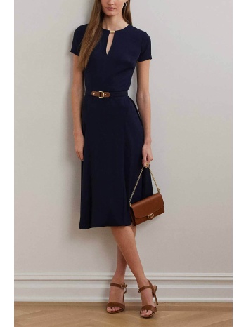 lauren ralph lauren γυναικείο midi φόρεμα με ζώνη και